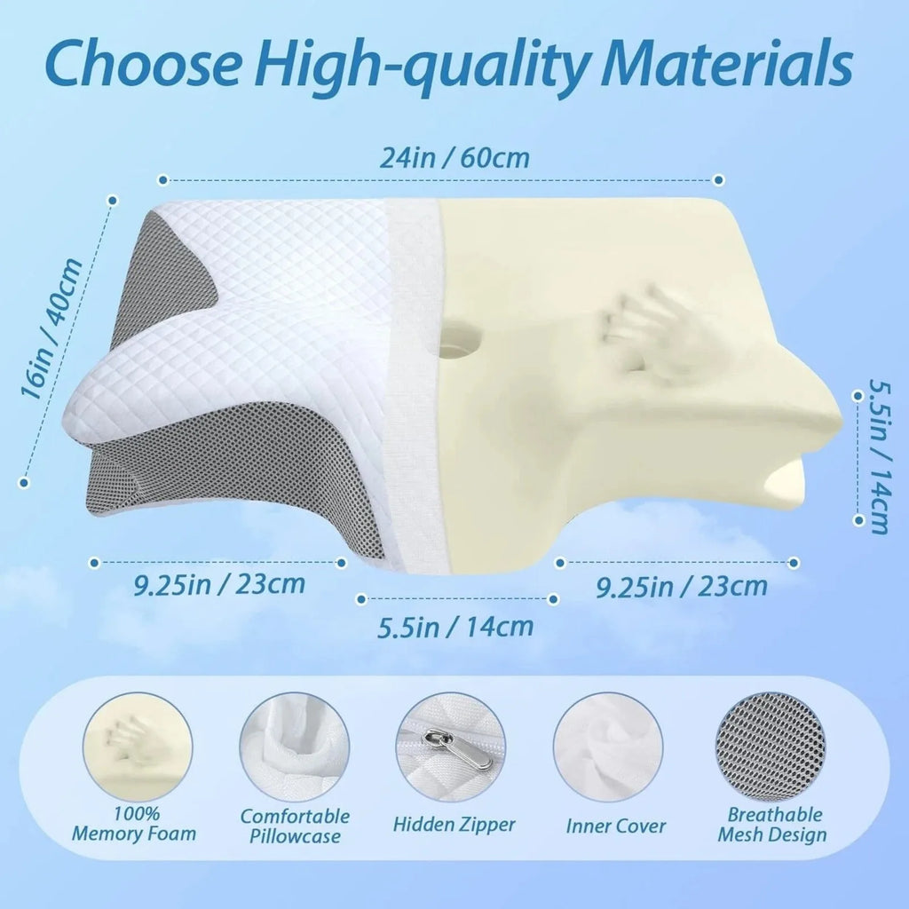 Ergonomic Memory Foam Pillow For Cervical Neck Shoulder Orthopedic Pain Relief