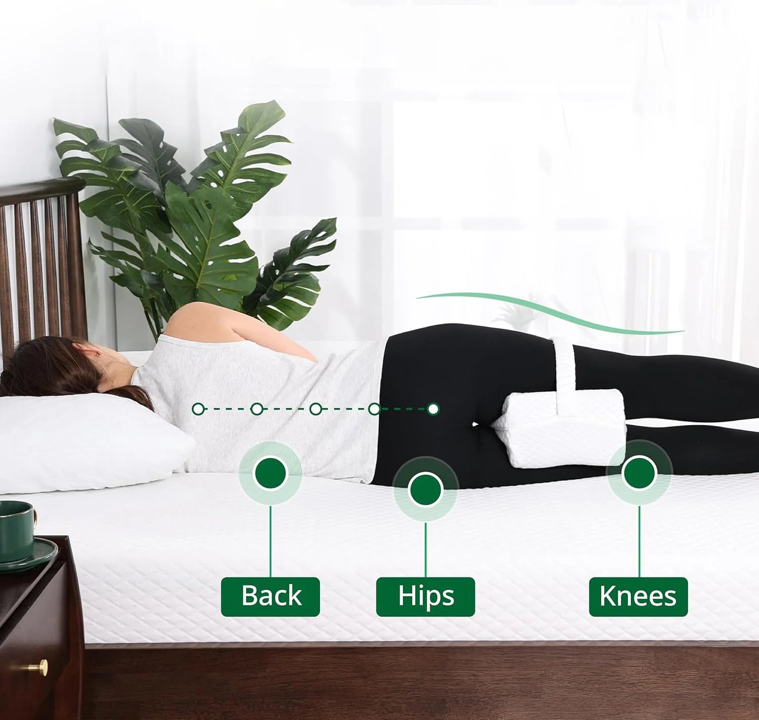 Knee Pillow for Side Sleepers with Straps, Soft Memory Foam Leg & Knee Pillow, memory foam leg pillow for side sleepers
