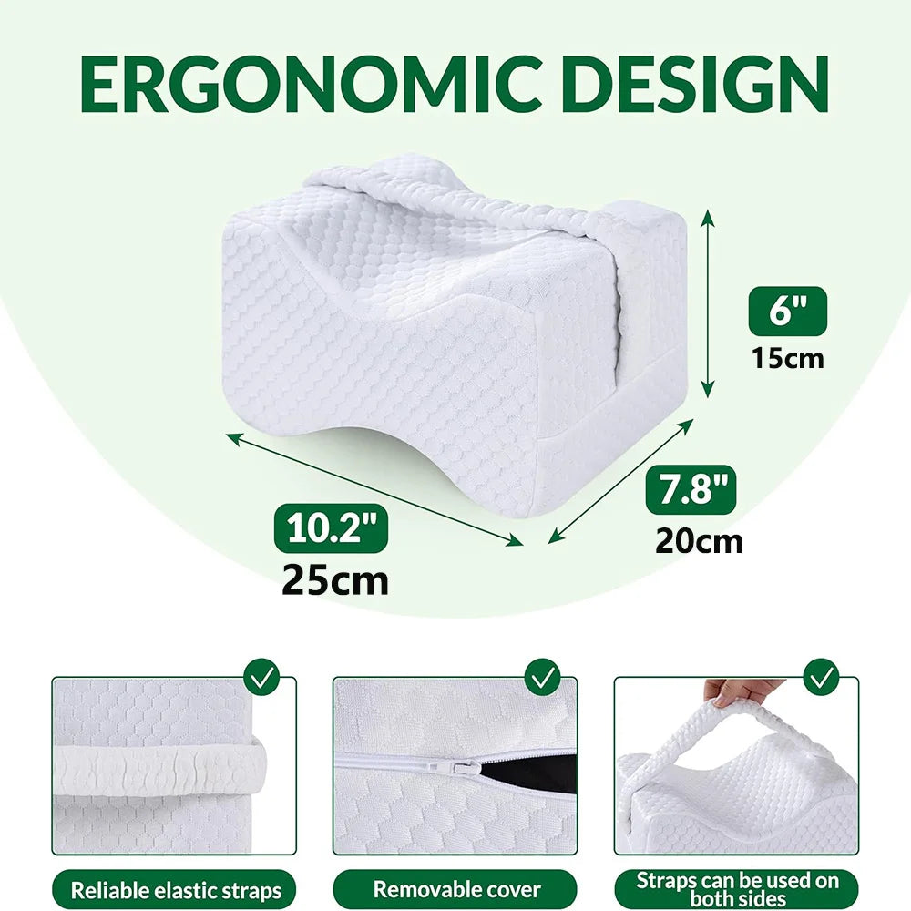 Knee Pillow for Side Sleepers with Straps, Soft Memory Foam Leg & Knee Pillow, memory foam leg pillow for side sleepers